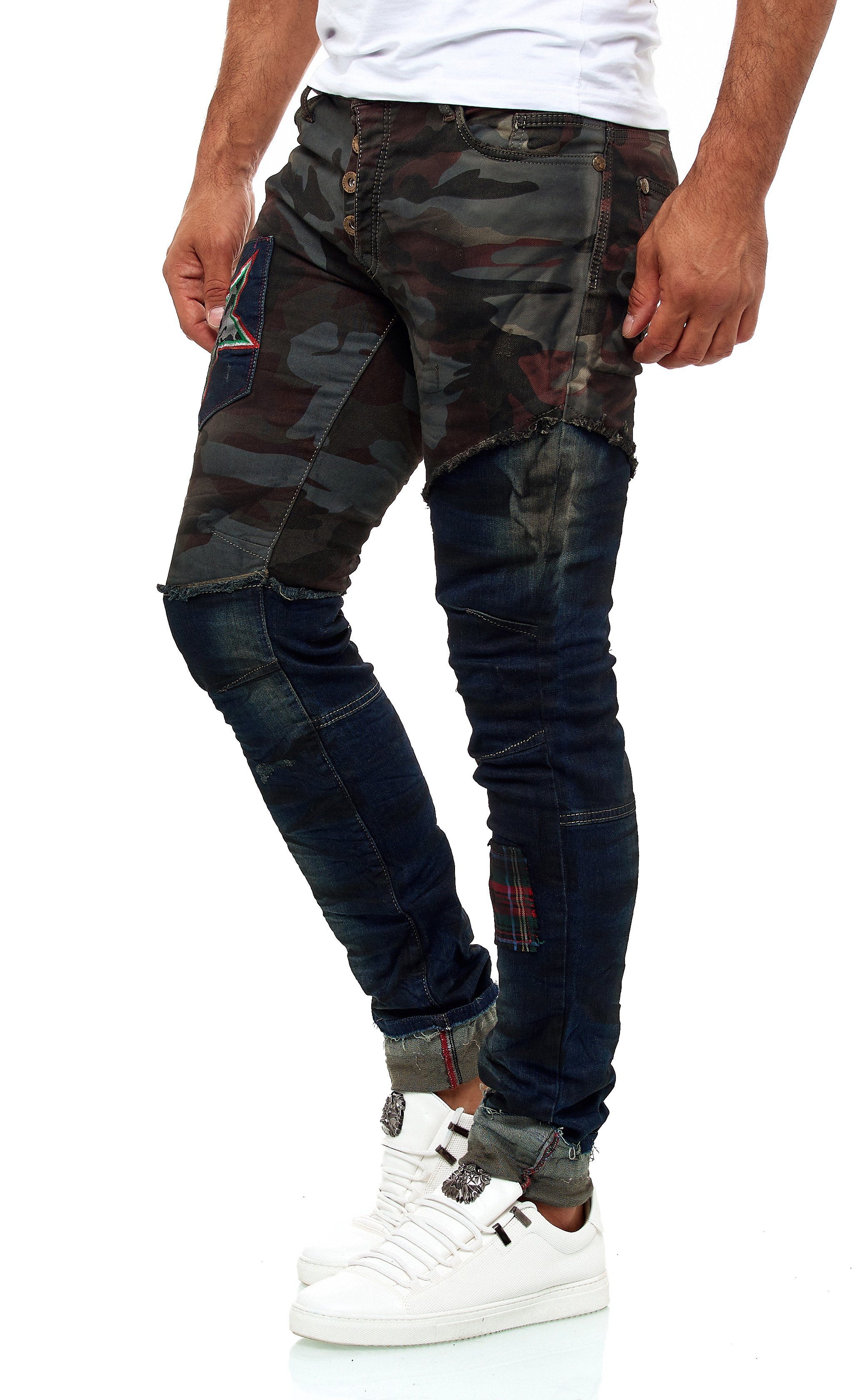 KINGZ Slim-fit-Jeans im Army-Look