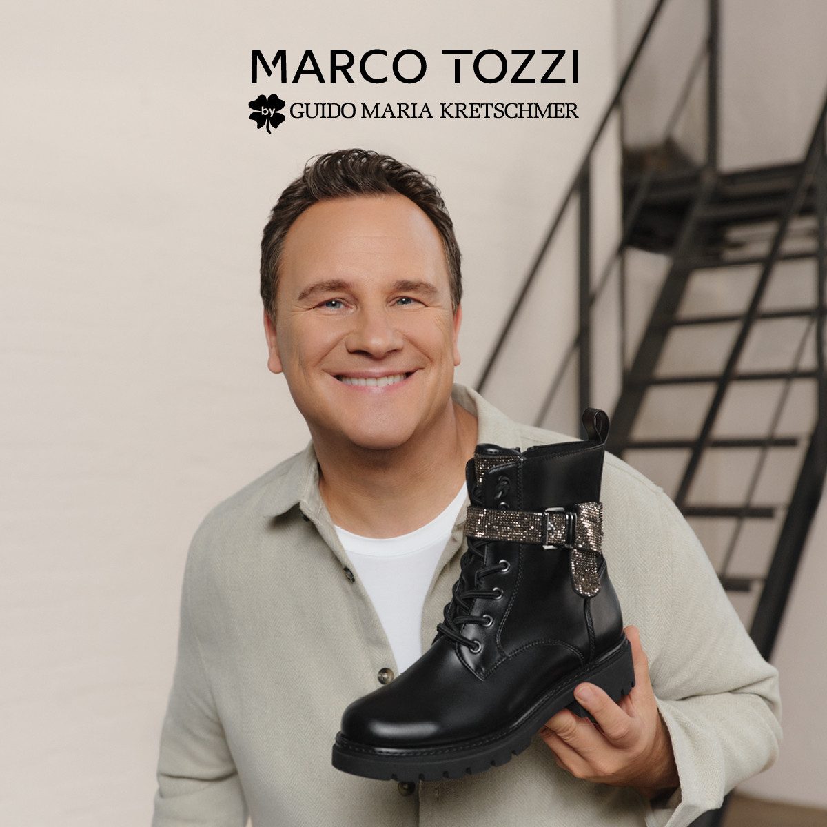 MARCO TOZZI by GMK Schnürstiefelette, Blockabsatz, Schnürboots, Zierriemen mit Strasssteinen besetzt