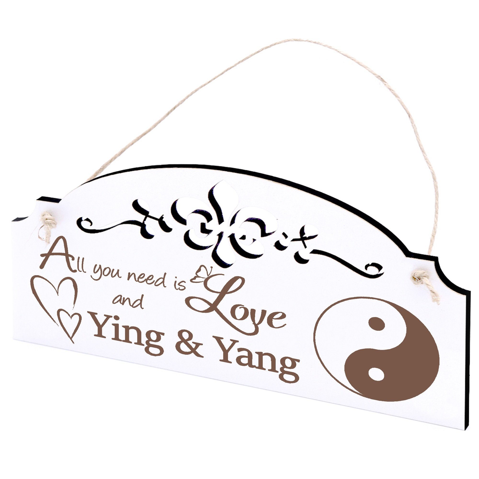 Dekolando Hängedekoration Ying und Yang Deko 20x10cm All you need is Love