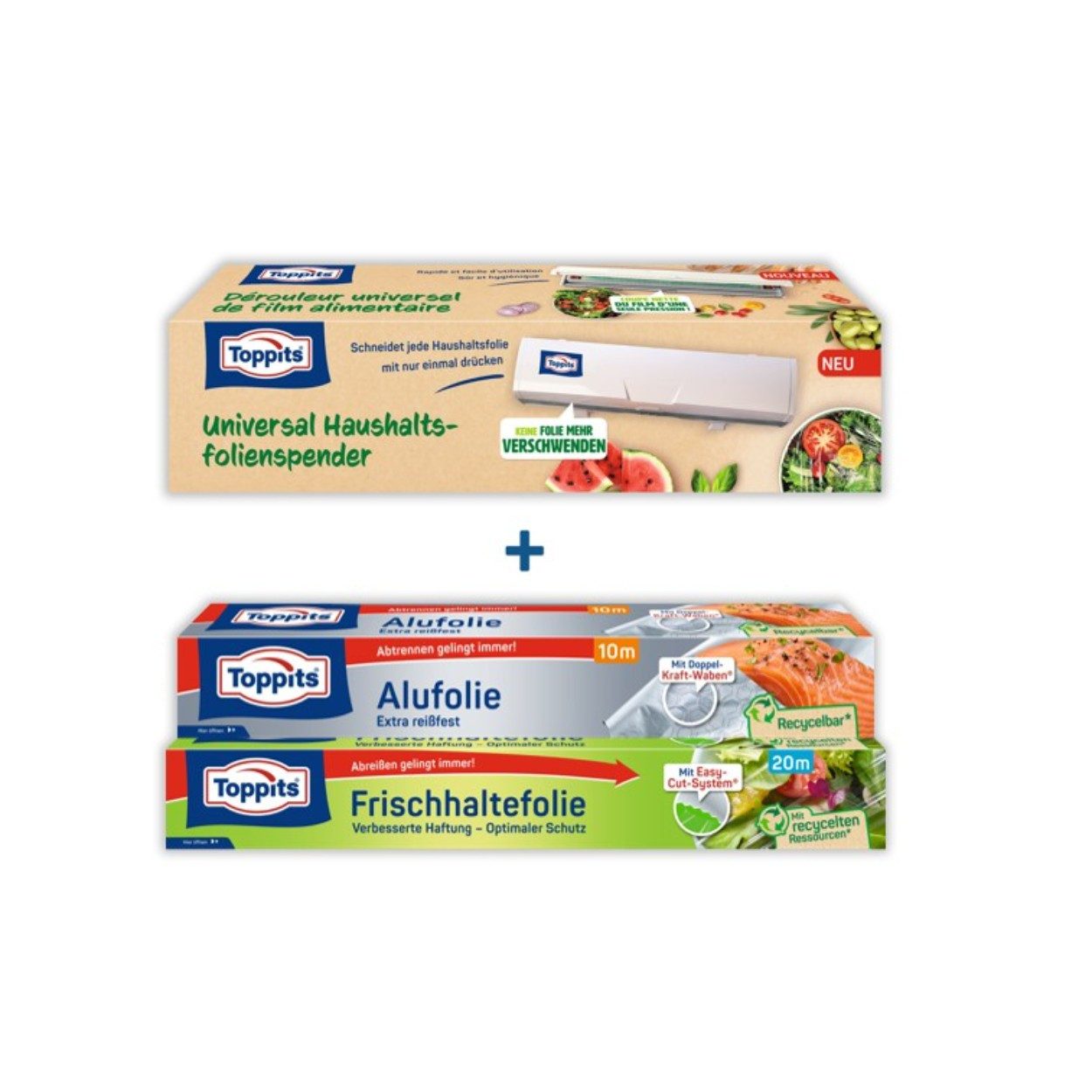 Toppits Aufbewahrungsbox Toppits Folienspender Folienabroller Folienschneider Alufolie