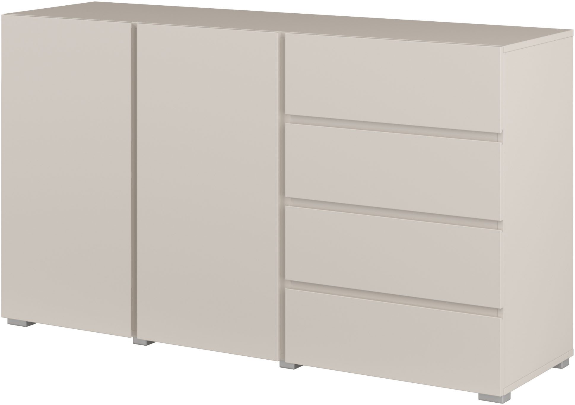 OTTO home Sideboard Metric,Breite 138 cm, grifflose Kommode 2 Türen/4 Schubkästen, Schubladenschrank mit viel Stauraum, Einlegeböden verstellbar