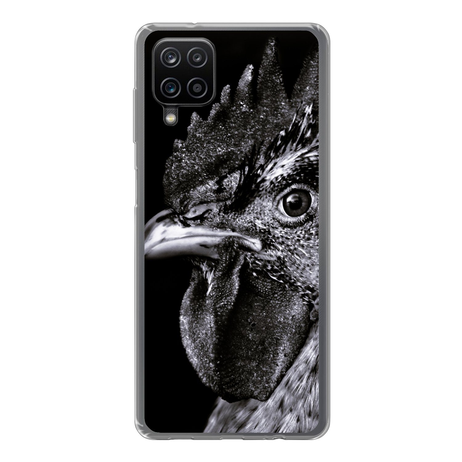 Handyhülle für Samsung Galaxy A12 Hahn - Vogel - Schwarz - Weiß