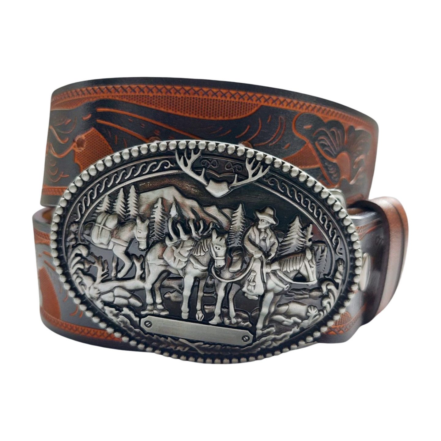 Ware aus aller Welt Ledergürtel Wild West Wechselgürtel Western Gürtel mit Cowboy Gürtelschnalle