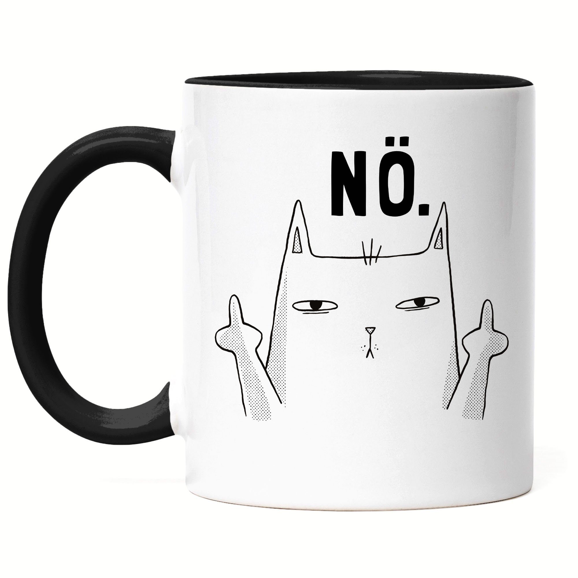 Büro-Tasse Kollegin Keramik Schwarz "Nö Einfach unhöflich Spruch ", Katzenliebhaber Katze Nein Hey!Print Tasse Kollege Cat Tasse Lustig Geschenk