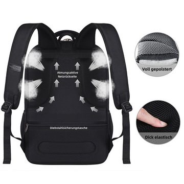 OKWISH Laptoprucksack Laptop Rucksack Rucksäcke Schulrucksack Laptoptasche Wasserbeständig (Notebook Laptop Tasche Schule Uni Rucksack, mit USB-Lade-Anschluss, Anti-Diebstahl, Backpack mit Laptopfach), für Herren Damen Jungen Teenager Freizeit Arbeit Business Reisen