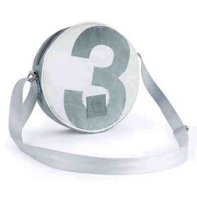 360Grad Handtasche »360 Grad Genua Umhänge-Tasche Segeltuch weiß mit Zahl grau«