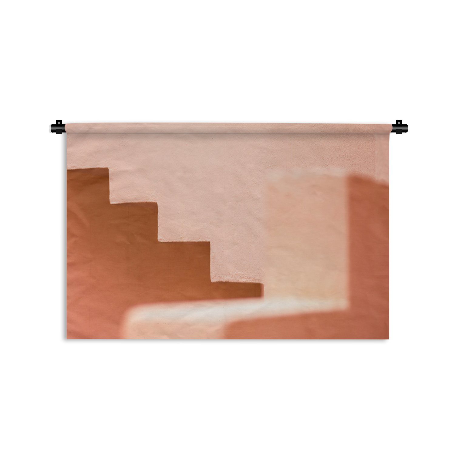 MuchoWow Wanddekoobjekt Architektur - Treppe - Pastell - Rosa, Wanddeko für Wohnzimmer, Schlafzimmer, Kleid, Wandbehang, Kinderzimmer