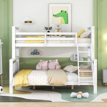 PHOEBE CAT Etagenbett, Kinderbett mit Leiter und Lattenrost, 90x200 cm+140x200 cm, Kiefer