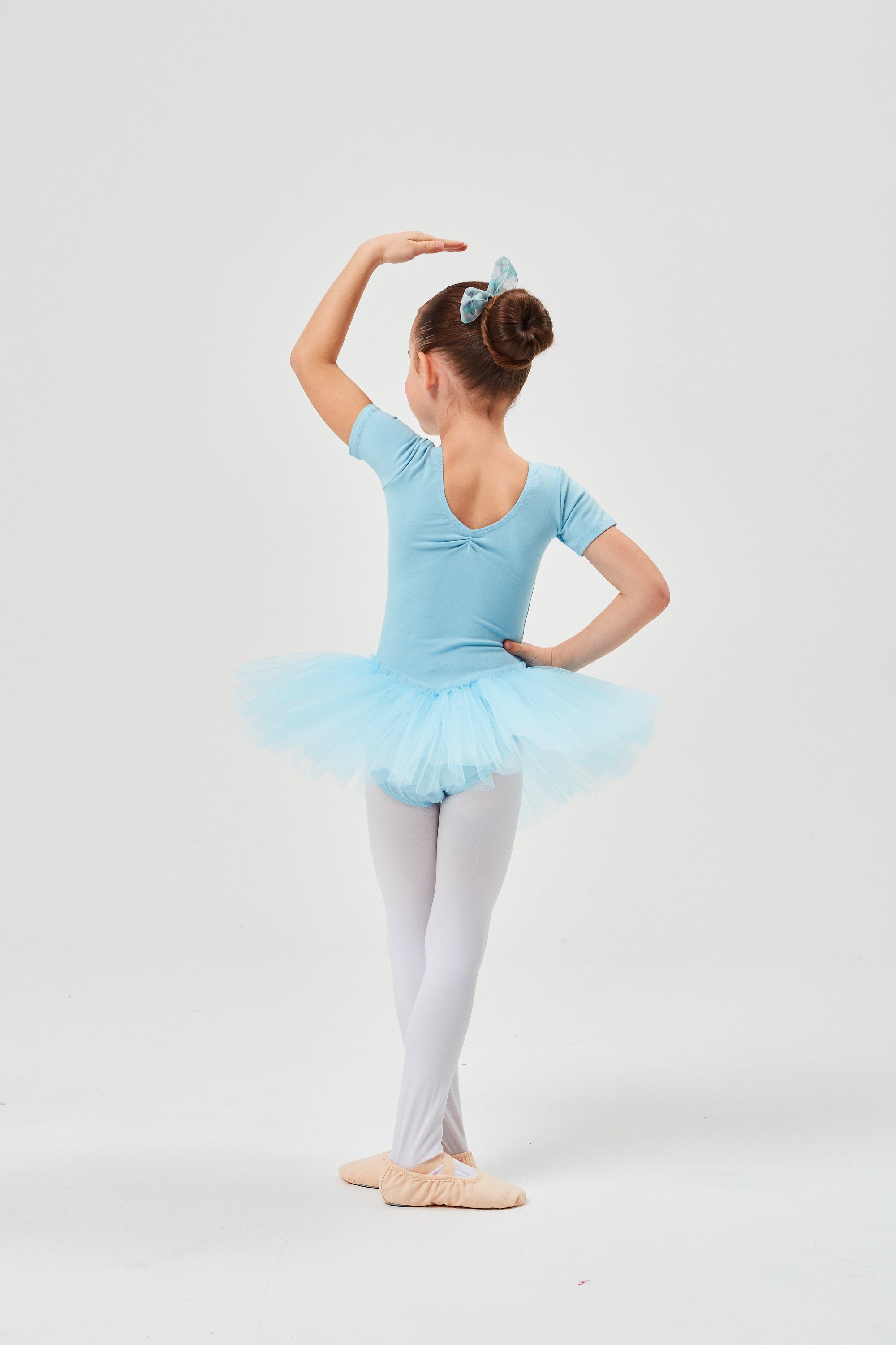 tanzmuster Tüllkleid Ballett hellblau Tüllrock mit weicher für Mädchen Glitzersteinen mit Kurzarm Baumwolle Tutu aus Ballettkleid Nele