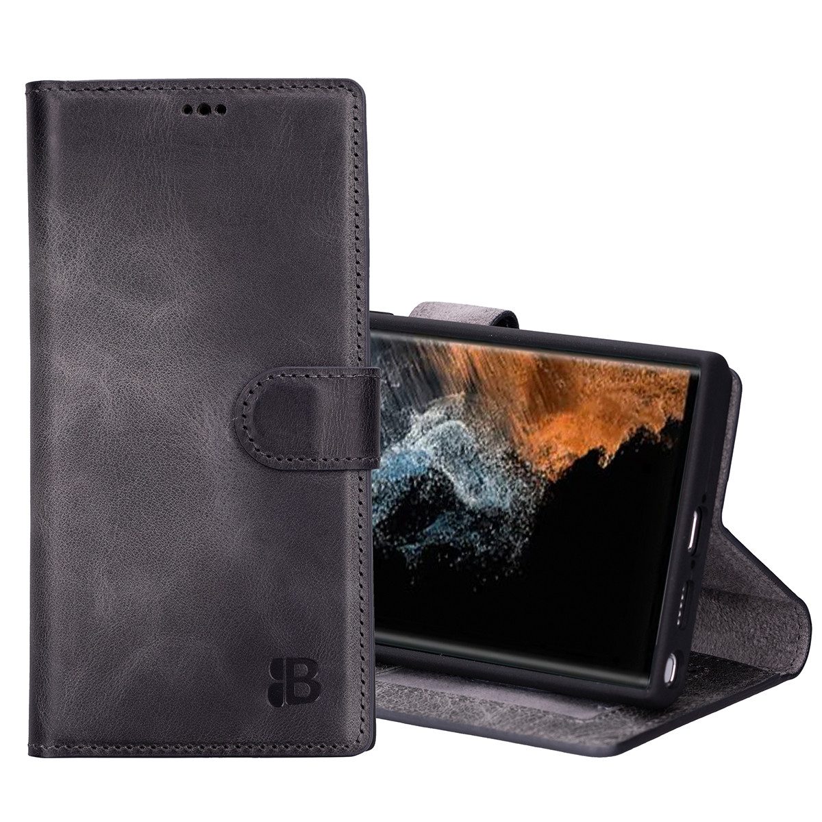 Burkley Handytasche Leder Book Cover für Samsung Galaxy S23+ Handyhülle (1-tlg., Book Case Lederhülle mit Kartenfach und Magnetverschluss), Optimaler Rund-Um-Schutz inkl der Kartenfächer mit RFID / NFC Blocker;