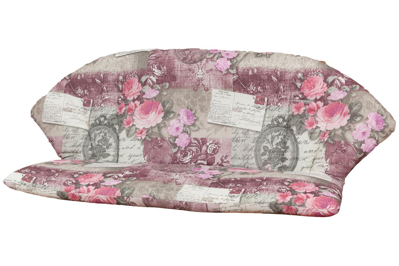 KETTtex Bankauflage für Royal Garden MWH Bank Elegance 0798 rosa-grau Blumen Landhaus, (1 St)