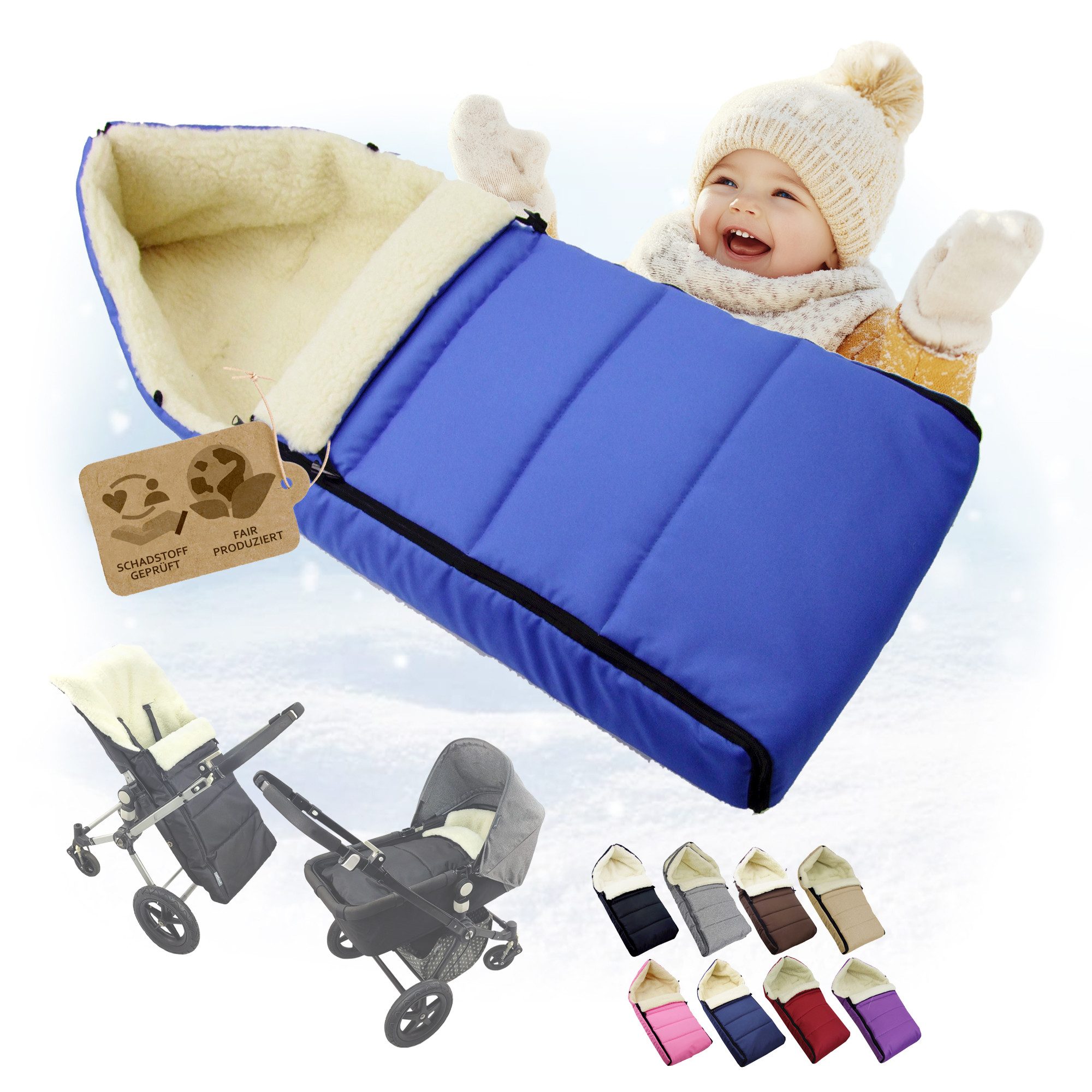 Fußsack Winterfußsack Babyfußsack Fußsack Kinderwagen Wolle 108cm LINIERT