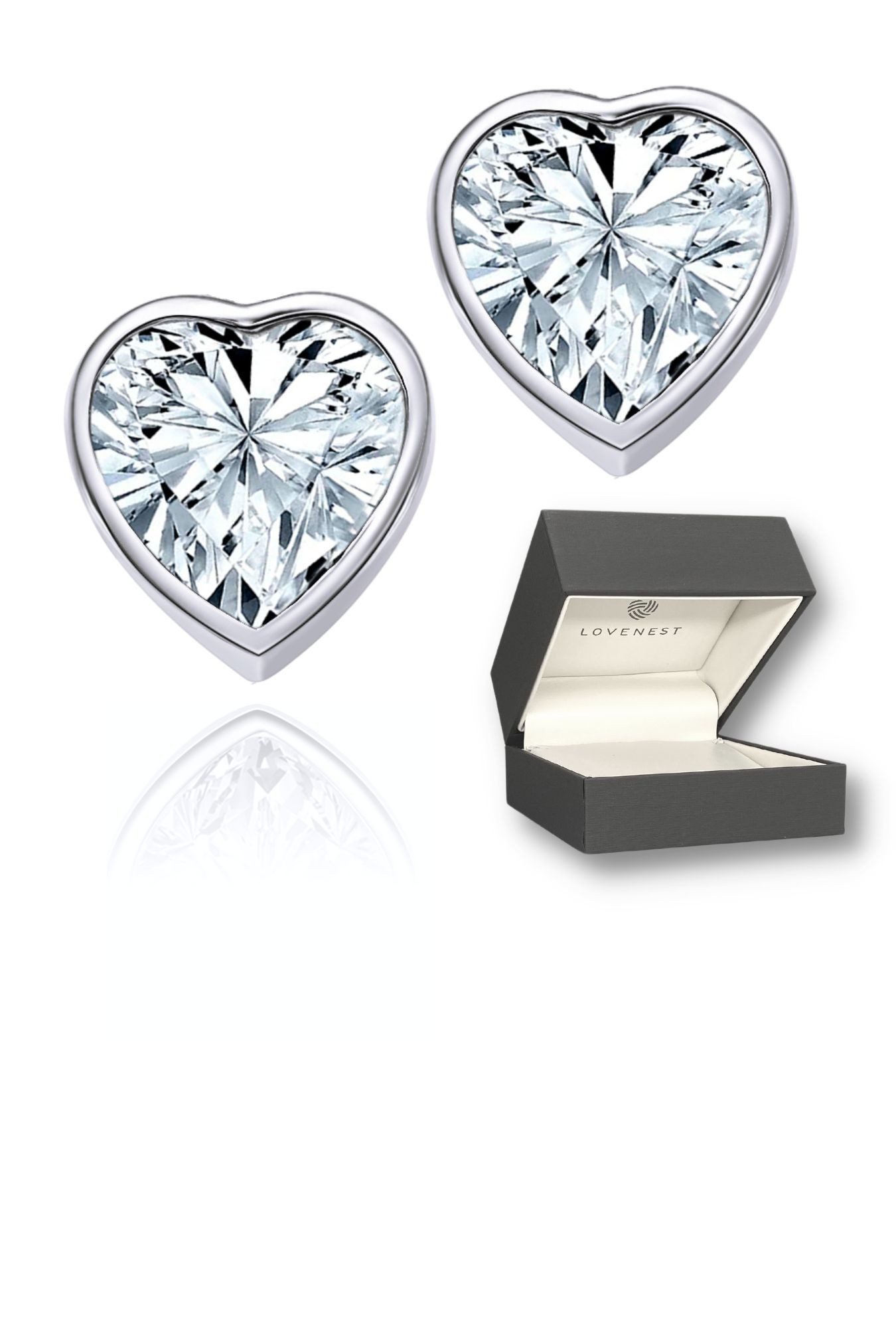 LOVENEST Ohrstecker-Set Herz Ohrringe Silber 925 Damen Ohrstecker kleine Herzohrringe