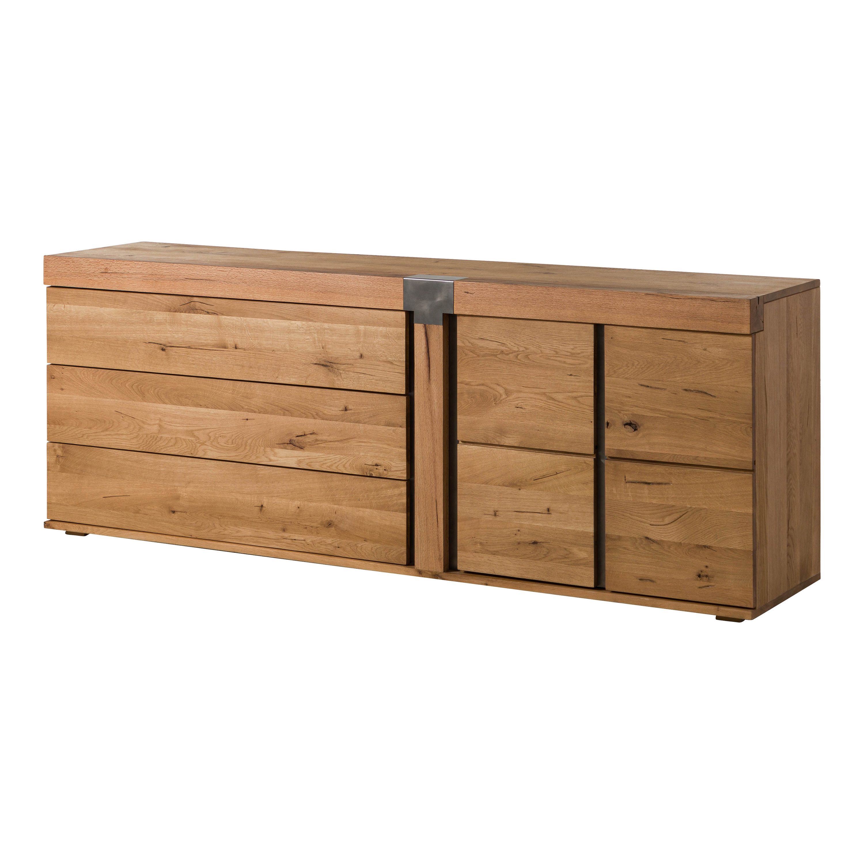 Massivmoebel24 Sideboard NEW AMSTERDAM Wildeiche / Zerreiche Massivholz natur (Massivholz montiert 79 kg NEW AMSTERDAM #16), Wildeiche / Zerreiche 200x45x75 cm (BxTxH) natur geölt
