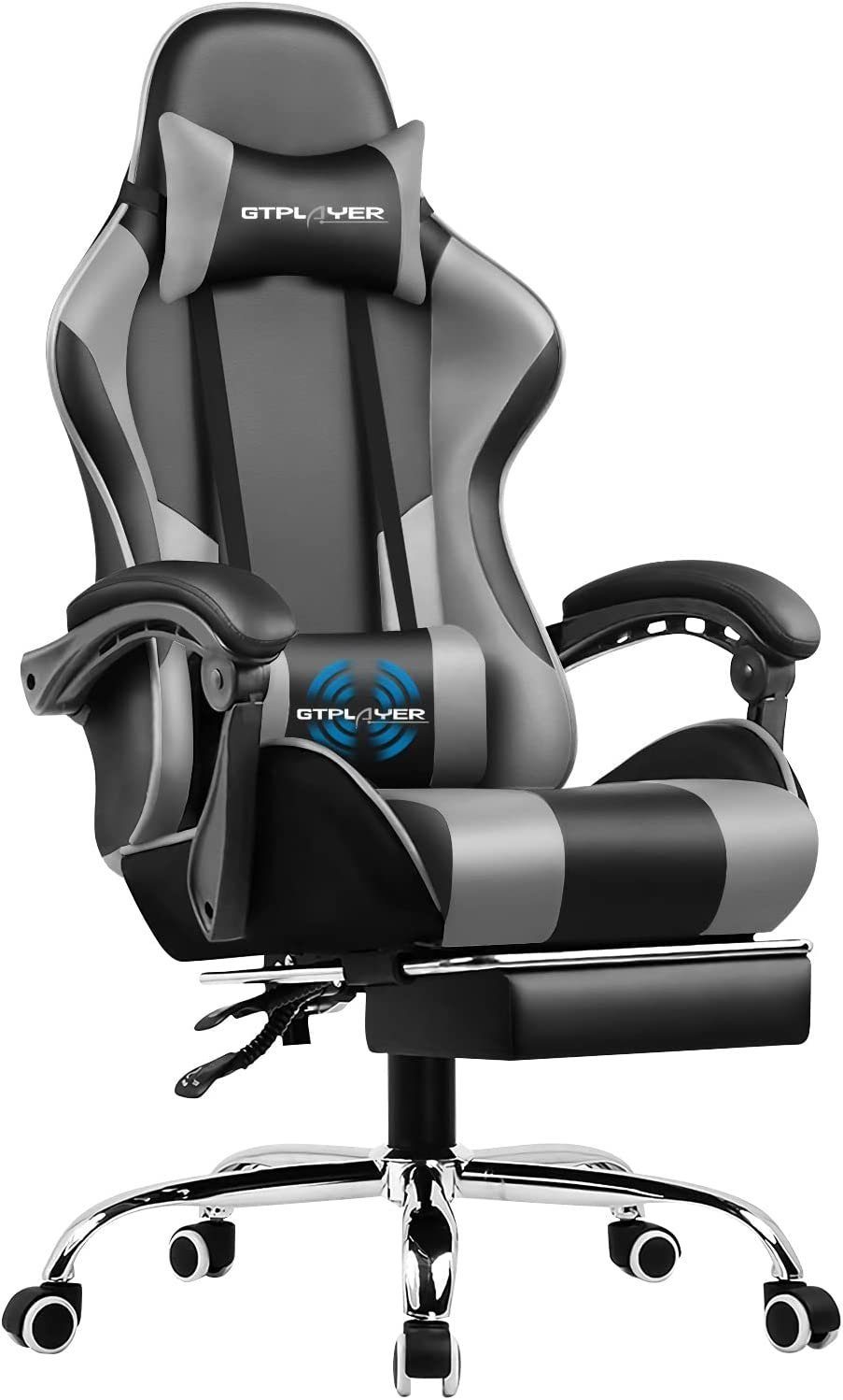 GTPLAYER Gaming-Stuhl mit Fußstütze und Massage-Lendenkissen günstig online kaufen