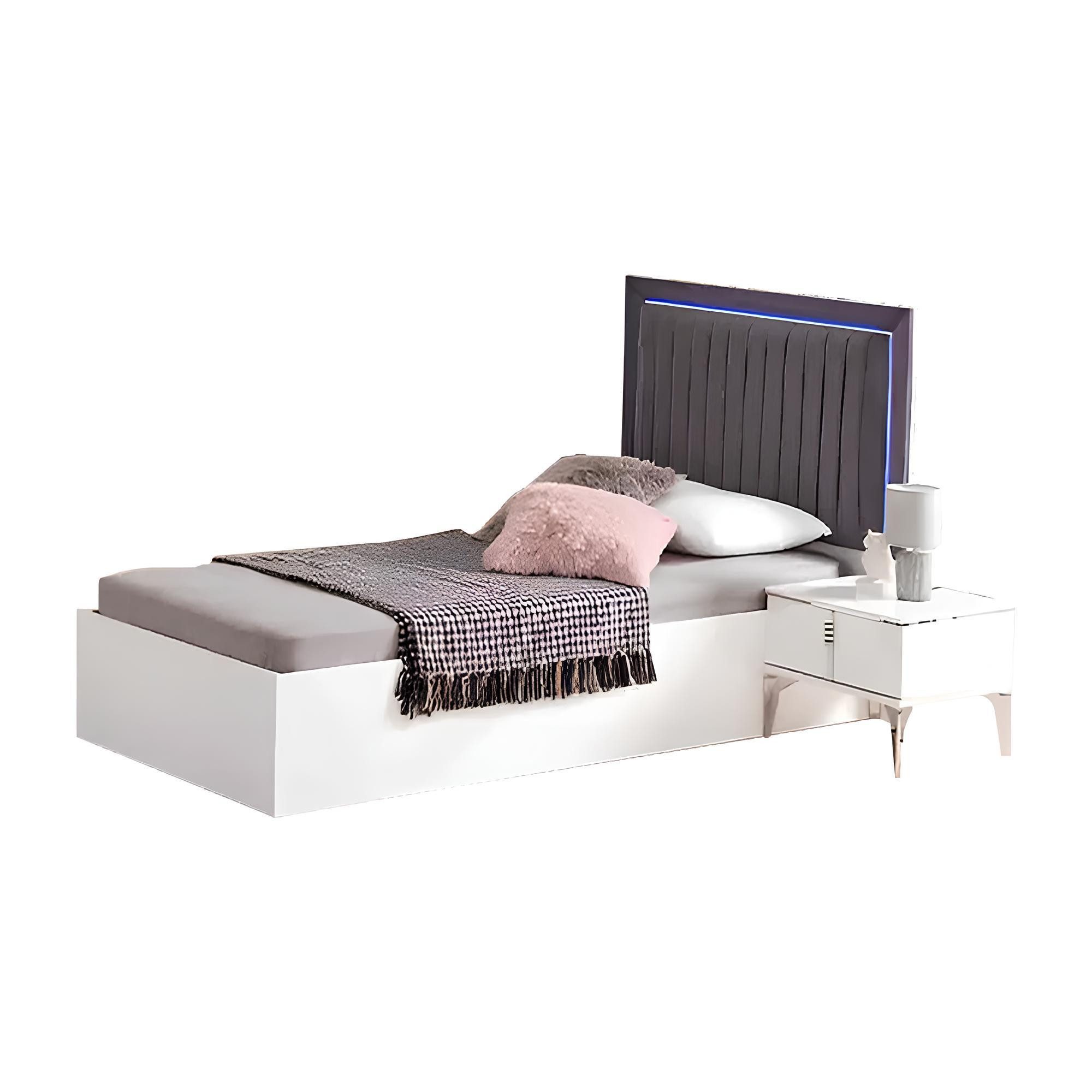 Xlmoebel Jugendbett Jugendbett mit LED-Beleuchtung und Stauraum in modernem Design, Hergestellt in Europa