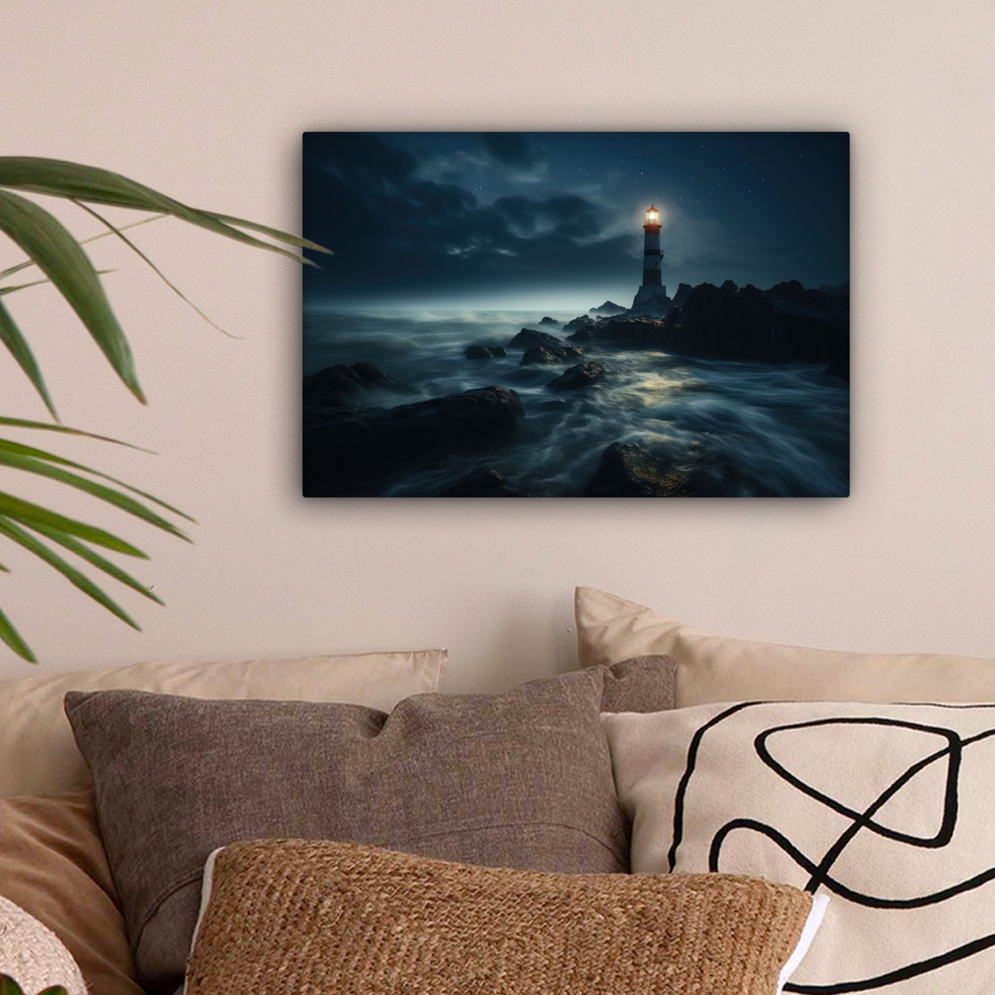 OneMillionCanvasses® Leinwandbild Leuchtturm - Meer - günstig online kaufen