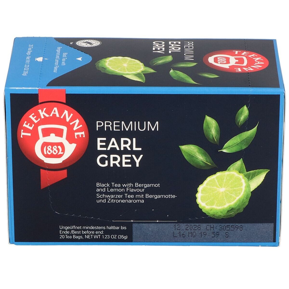 TEEKANNE Tee Premium - Earl Grey, 20 Beutel, Schwarzer Tee mit Bergamotte und Zitronen-Geschmack