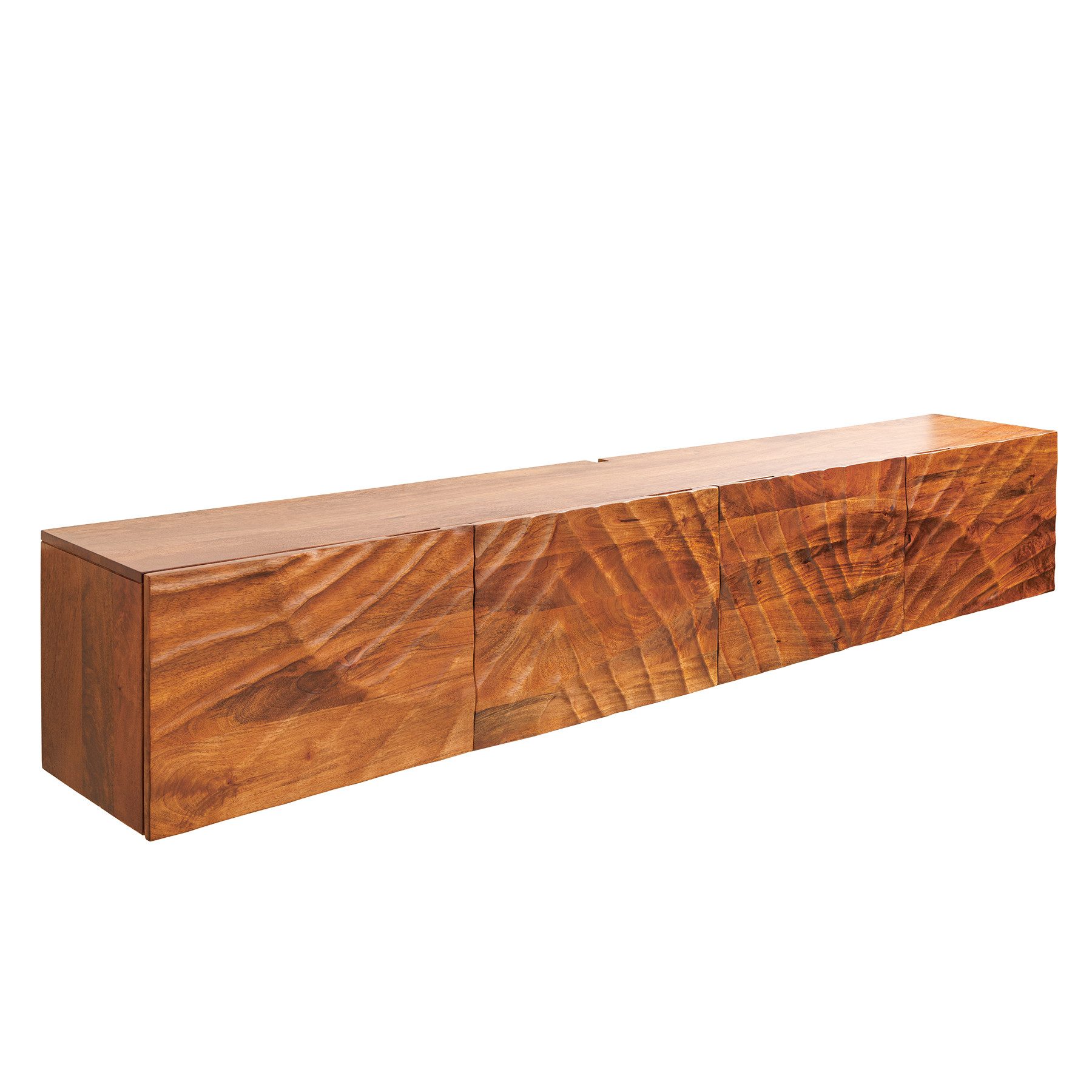 riess-ambiente TV-Board SCORPION 200cm braun Mangoholz - hängend, 3D-Schnitzereien, handmade (Einzelartikel, 1 St), massives Lowboard mit Stauraum, Magnetverschluss & Kabelöffnung