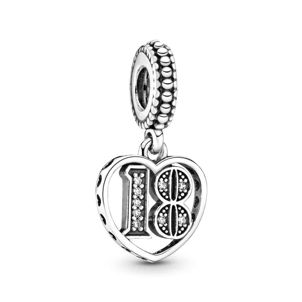 Charm-Einhänger PANDORA Charm Anhänger Herz 18 aus 925er Silber mit Zirkonia