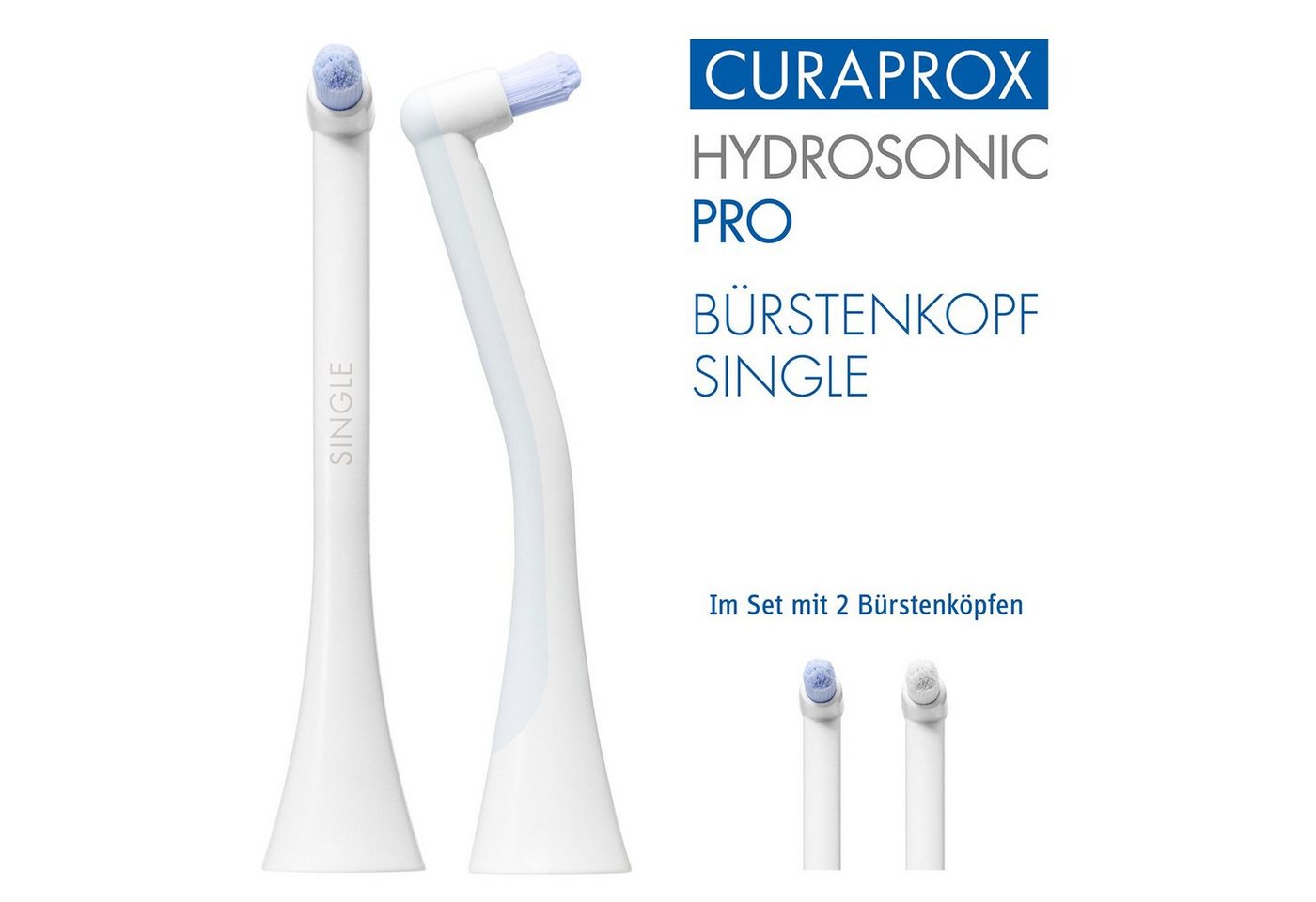 CURAPROX Aufsteckbürsten Hydrosonic SINGLE Aufsteckbürsten, 2x Bürstenkopf, optimale Reinigung zwischen Zähnen & Zahnspangen