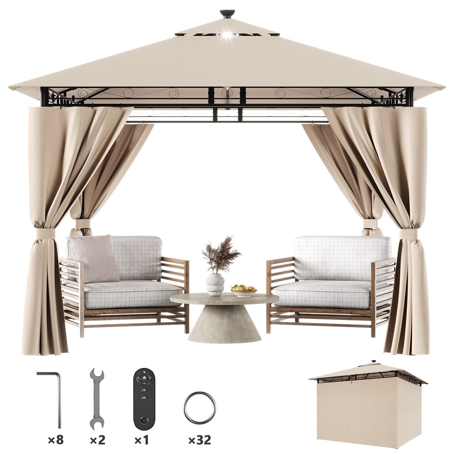 Furnicopia Pavillon Gazebo Partyzelt 3*3CM wasserdichter Gartenpavillon für günstig online kaufen