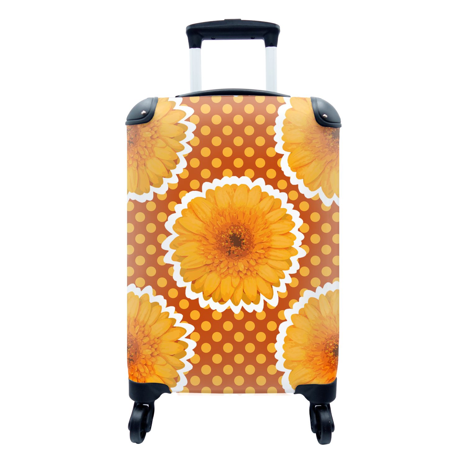 Reisetasche - MuchoWow Reisekoffer für Blumen Punkte mit Muster, Trolley, - - 4 rollen, Handgepäck Ferien, Rollen, Vintage Handgepäckkoffer