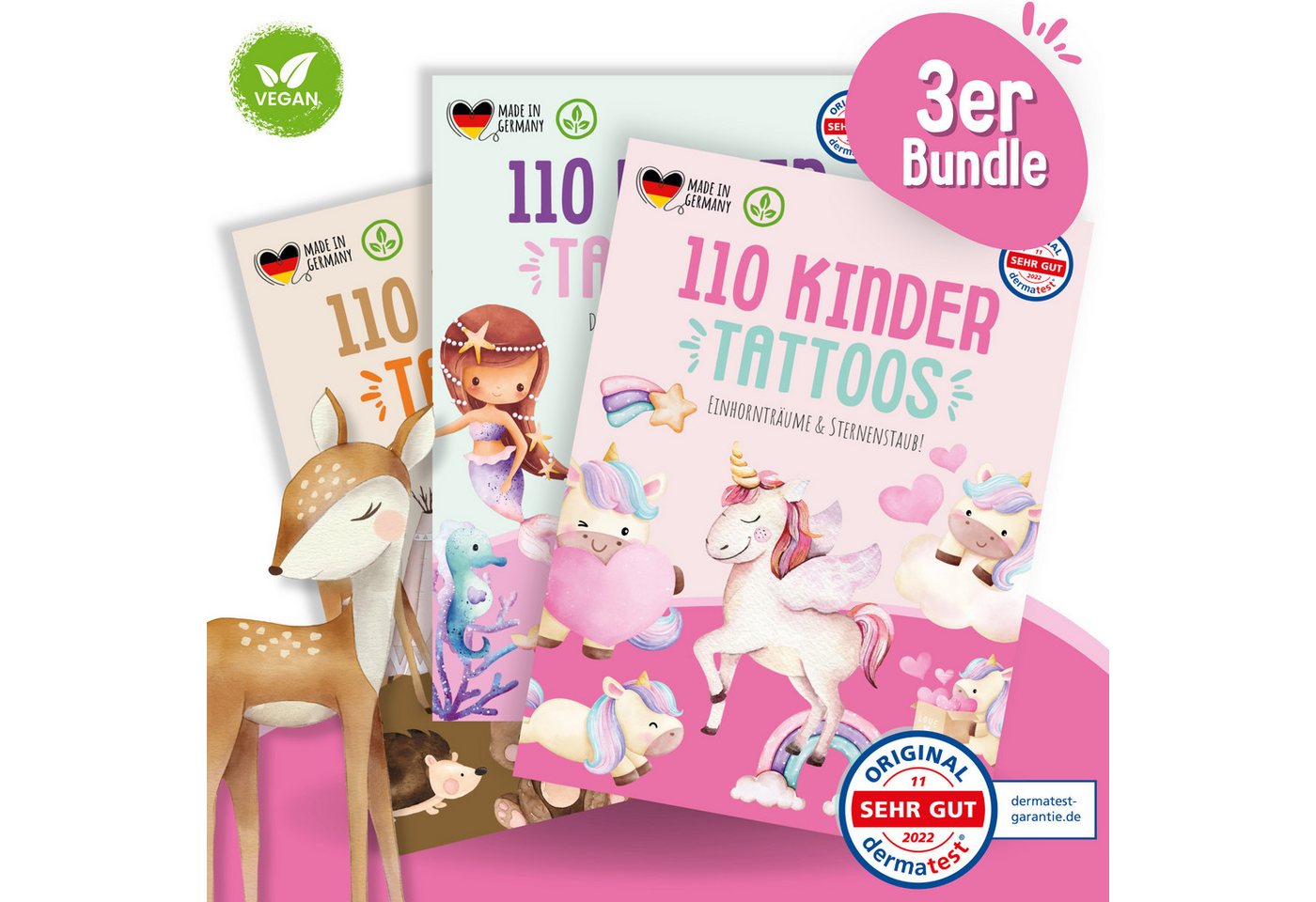 MeinBaby123® Kindertattoo 330 hautfreundliche Hauttattoos für Kinder, Geschenk Kinder, Mitgebsel Kindergeburtstag