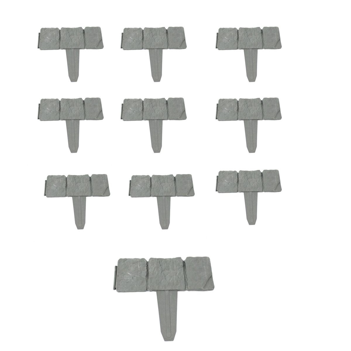 LB H&F Lilienburg Beetbegrenzung 10er Set Beeteinfassung Steinoptik Beetrand Grau Rasenkante 2,50 Meter, gartendeko garten deko mähkante umrandung stecken gartenpalisade stein mauer steckelement rasenkantensystem wetterfest frostsicher, rasenbegrenzung steckzaun, Steinoptik, Wetterfest, frostsicher, erweiterbar