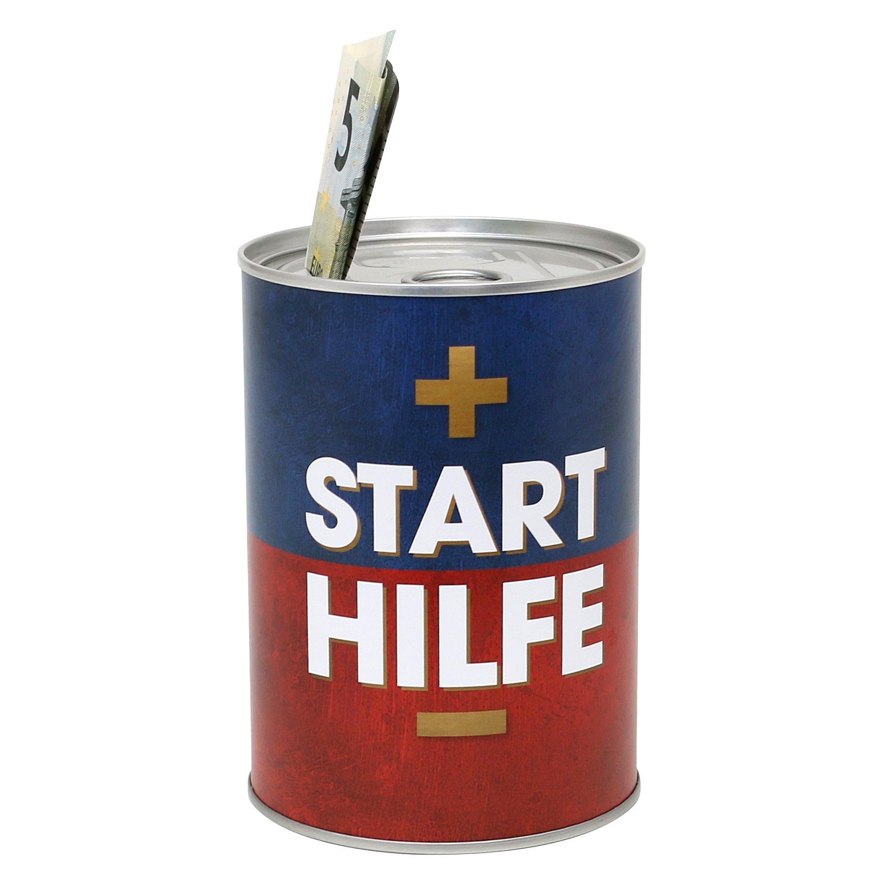 Dekohelden24 Spardose Metall-Spardosen - in Konservendose-Design - Motiv über Dropdown-Menü, (1-tlg)