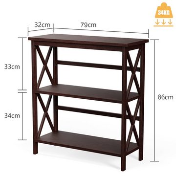 COSTWAY Konsolentisch, 3 Ebenen, schmal, Beistelltisch Holz, 79 x 32 x 86 cm