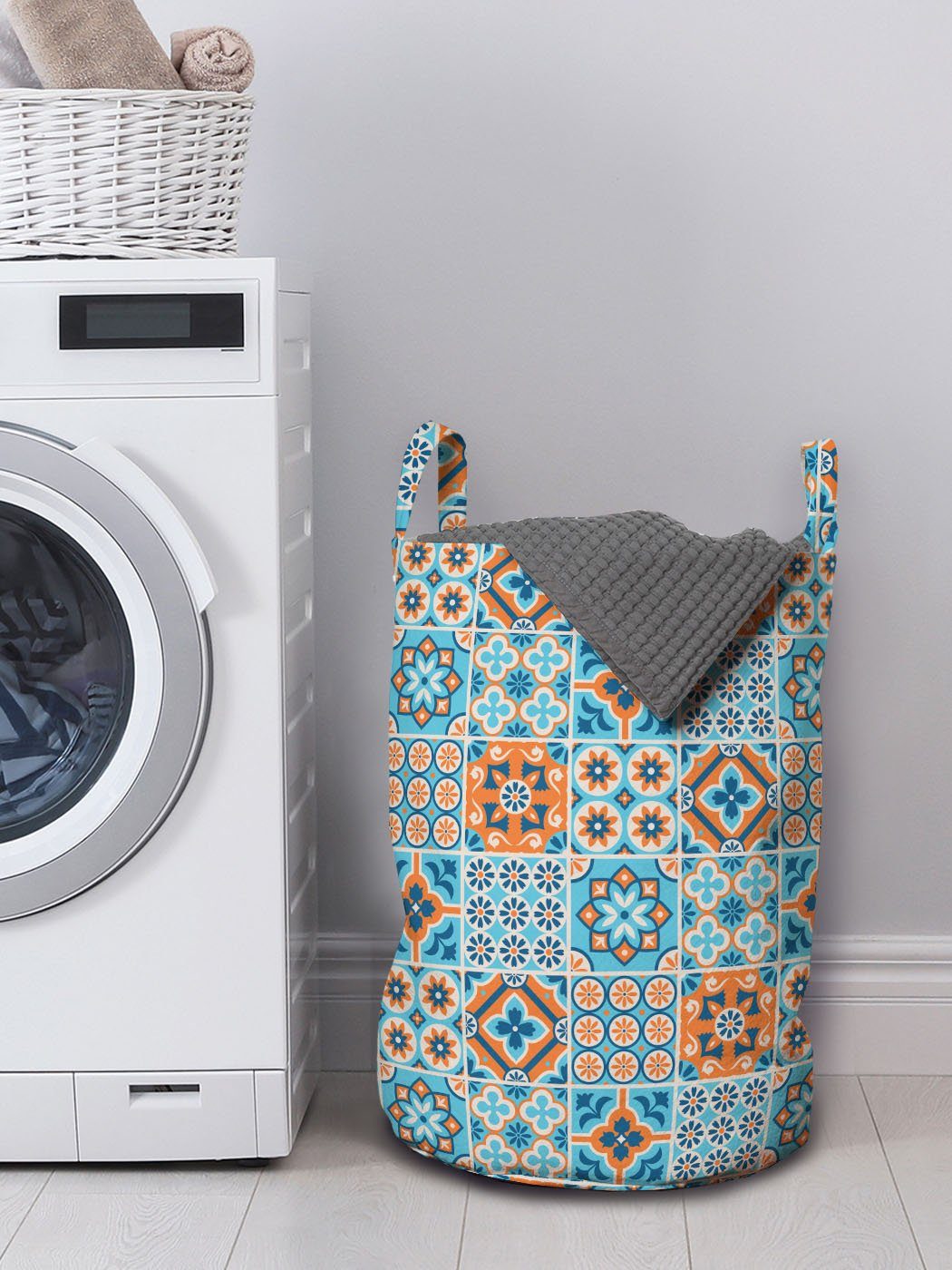 Wäschesäckchen Waschsalons, Kordelzugverschluss mit für Wäschekorb Abakuhaus marokkanisch Ornament Griffen