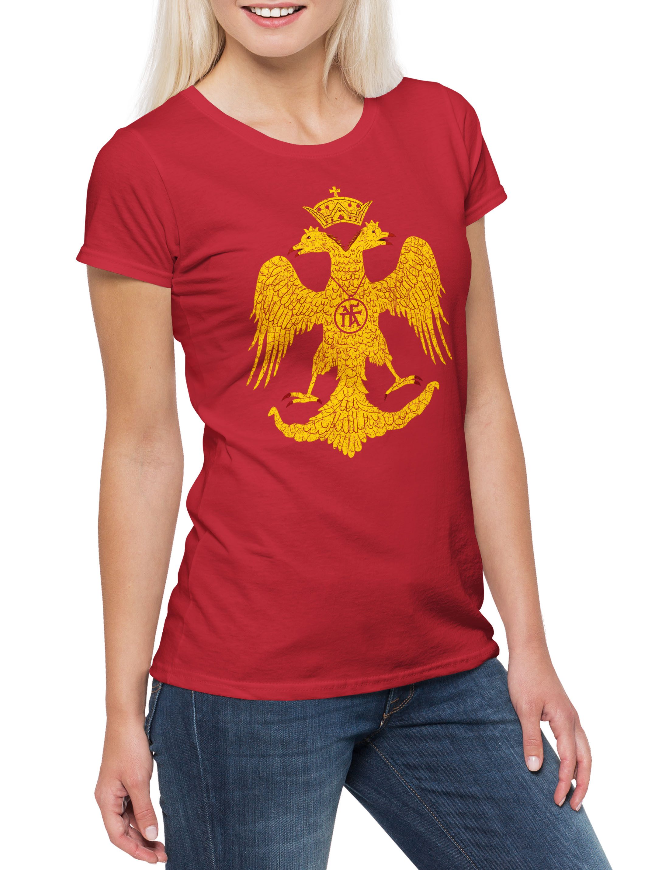 Print-Shirt Byzantium Eagle Flag I Damen T-Shirt Rom Rome Roman Legion Römisches
