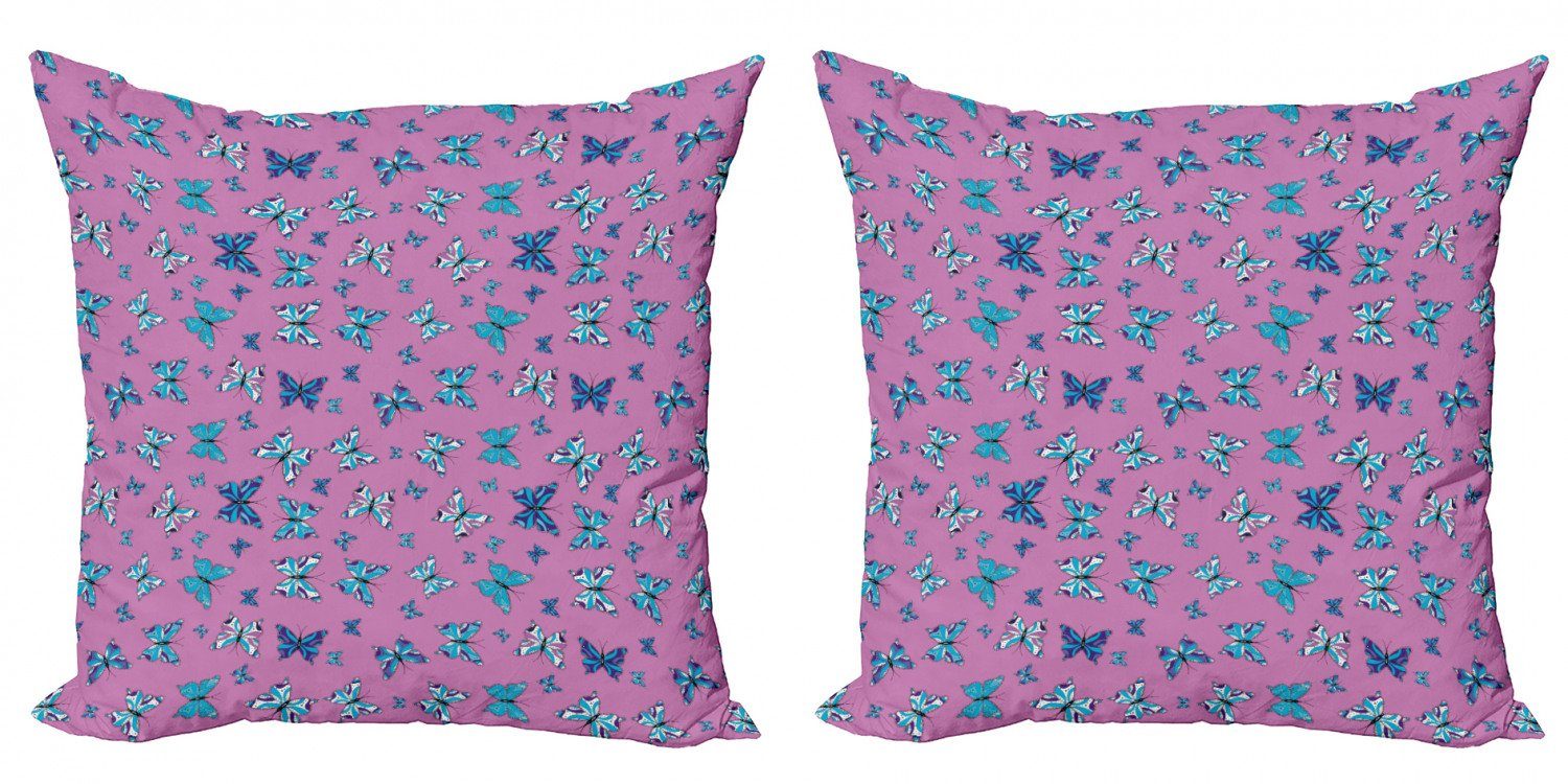 Kissenbezüge Modern Accent Doppelseitiger Digitaldruck, Abakuhaus (2 Stück), Blau Und Pink Schmetterlinge