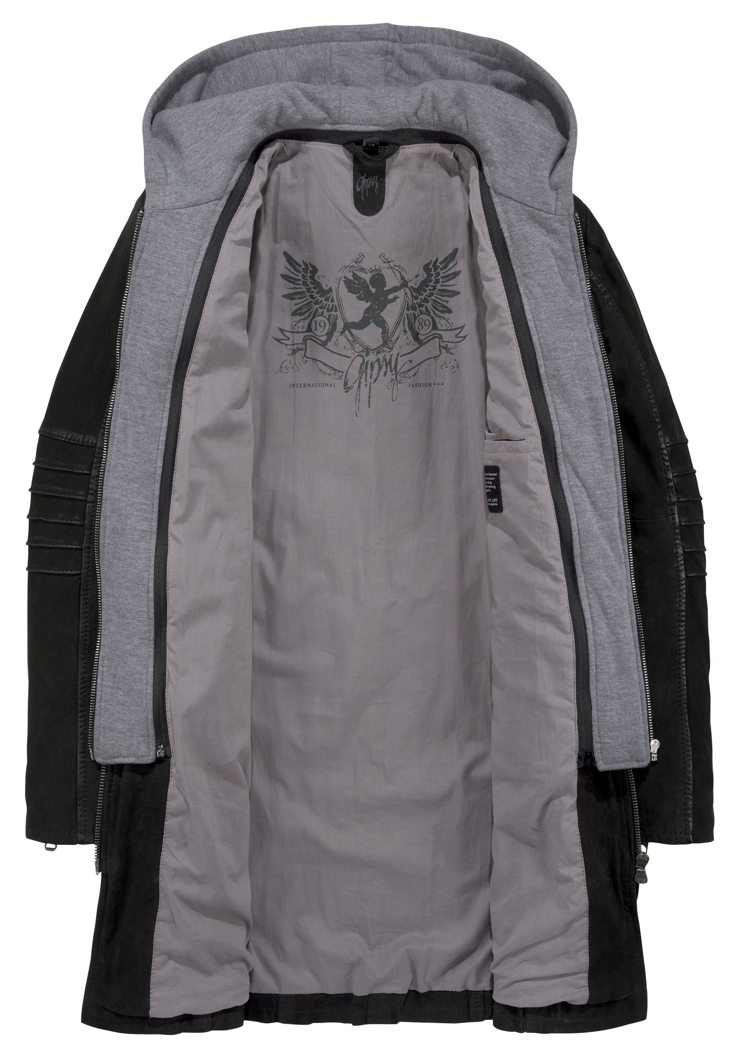 Gipsy Lederjacke NILAH mit seitlichen schwarz Riegeln Taille der in