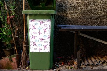 MuchoWow Wandsticker Dinosaurier - Muster - Kinderzimmer - Mädchen - Kinder - Rosa - Kinder (1 St), Mülleimer-aufkleber, Mülltonne, Sticker, Container, Abfalbehälter