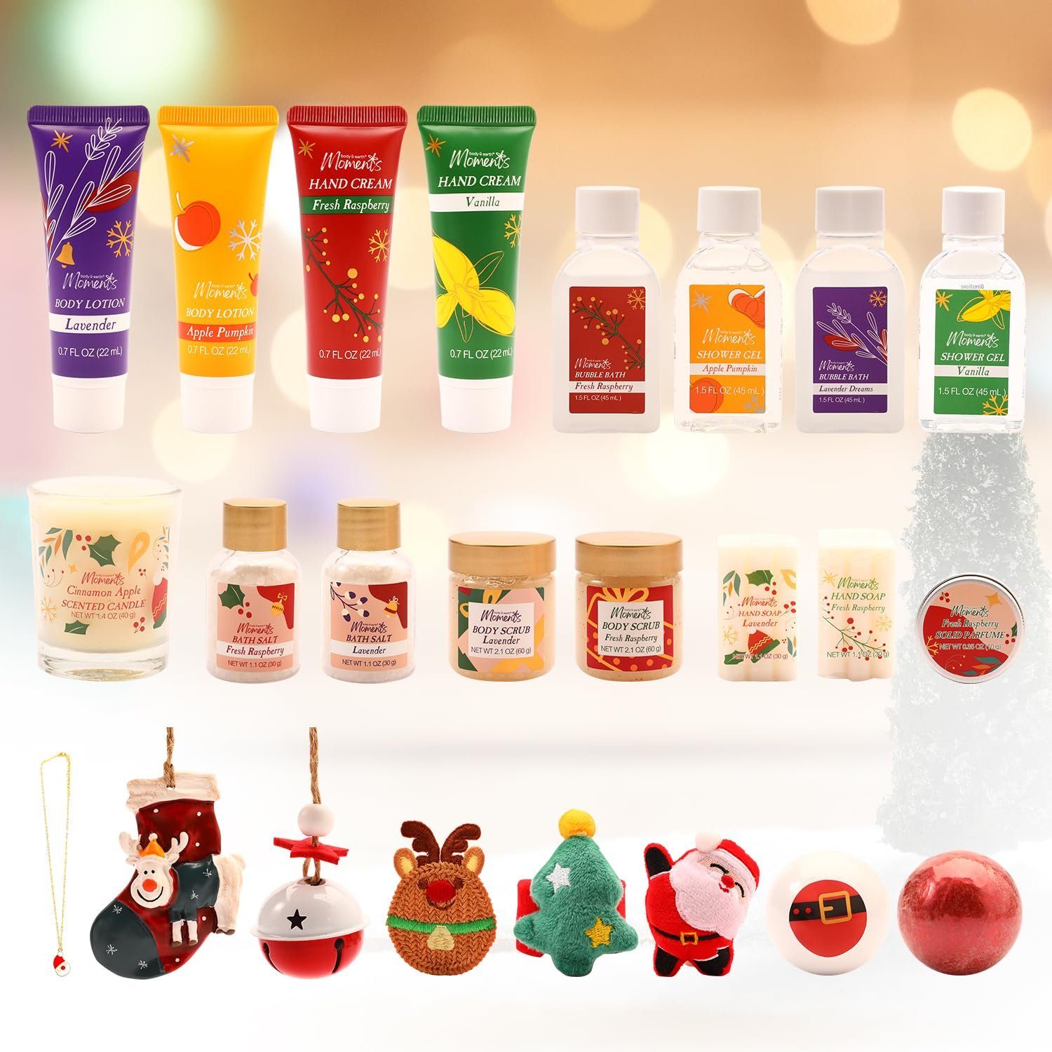 Weihnachtsdekoration SPA-Produkte, Adventskalender, EARTH BODY Handcreme 24 & Duschgel Körperlotion,