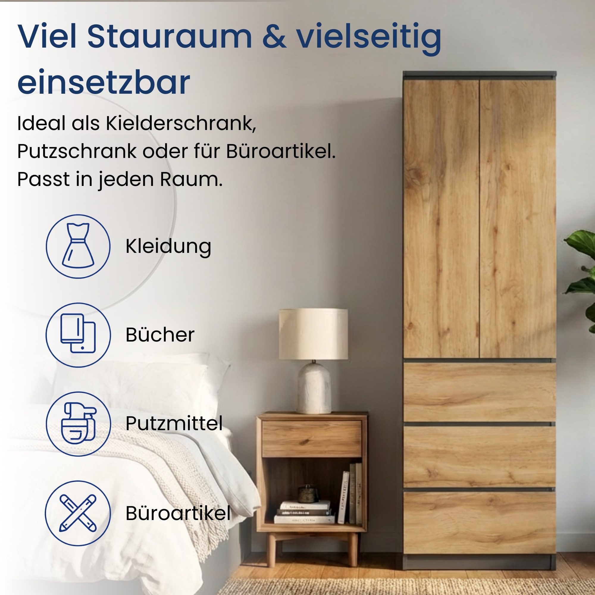 Home Collective Kleiderschrank Garderobenschrank Mehrzweckschrank Schrank platzsparend & vielseitig (50x40x180,5 cm (BxTxH), ideal für Schlafzimmer Flur & Arbei – Bild 3 von 5