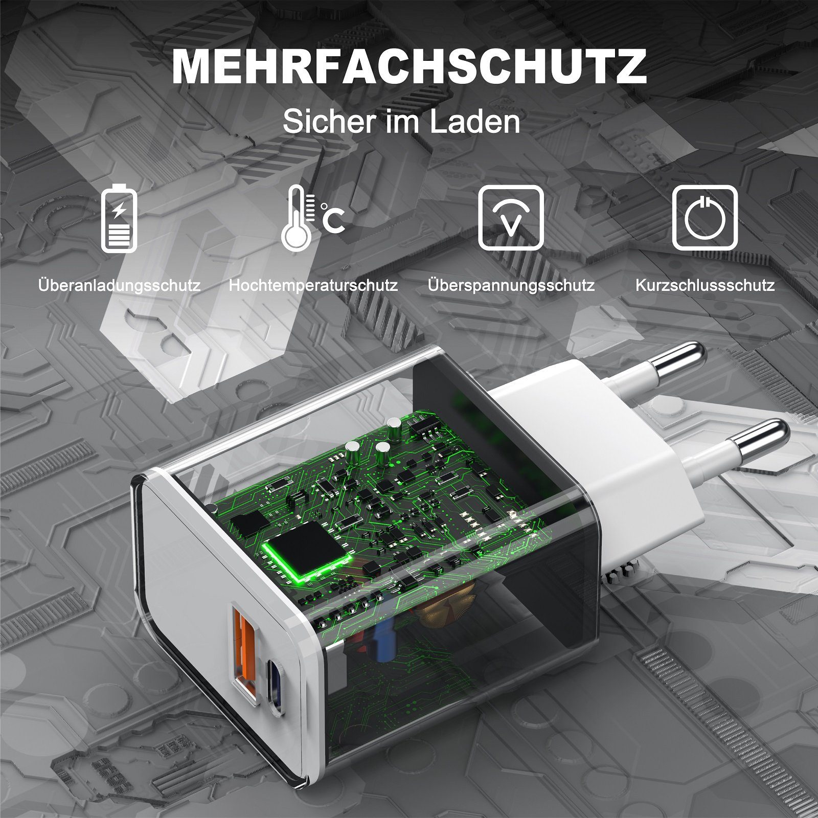neue dawn 20W USB C Schnell Ladegerät für iPhone Air 17 16 15 14 13 12 11 Serie USB-Ladegerät (Schnellladegerät,für iPhone Samsung iPad Google, für iPad Air 2025/iPad Pro/iPad mini/Airpod pro Serie, für MacBook Neo)