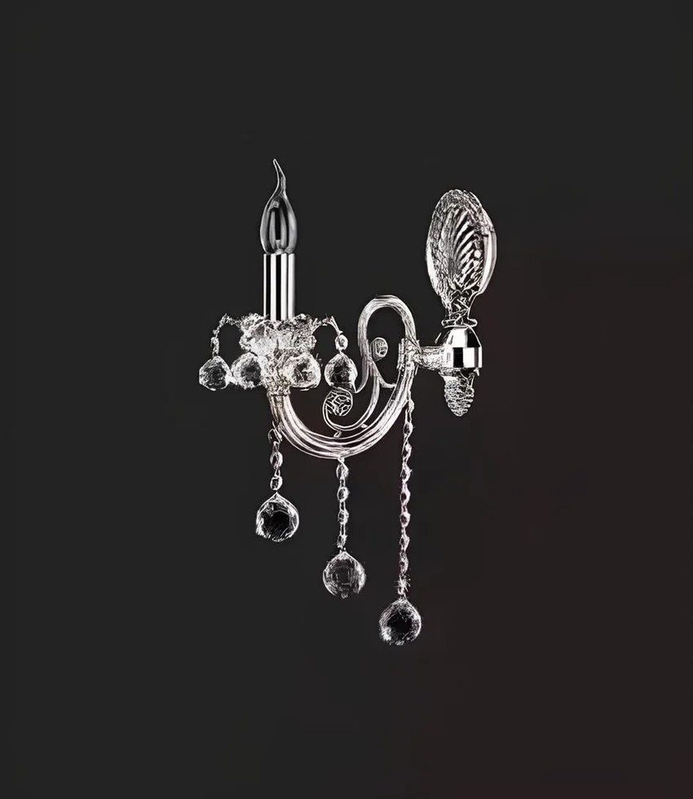 JVmoebel Wandleuchte Kristall Wandleuchte in Silber mit Lüster-Design, Keine Funktionen, Leuchtmittel wechselbar, Made in Europa