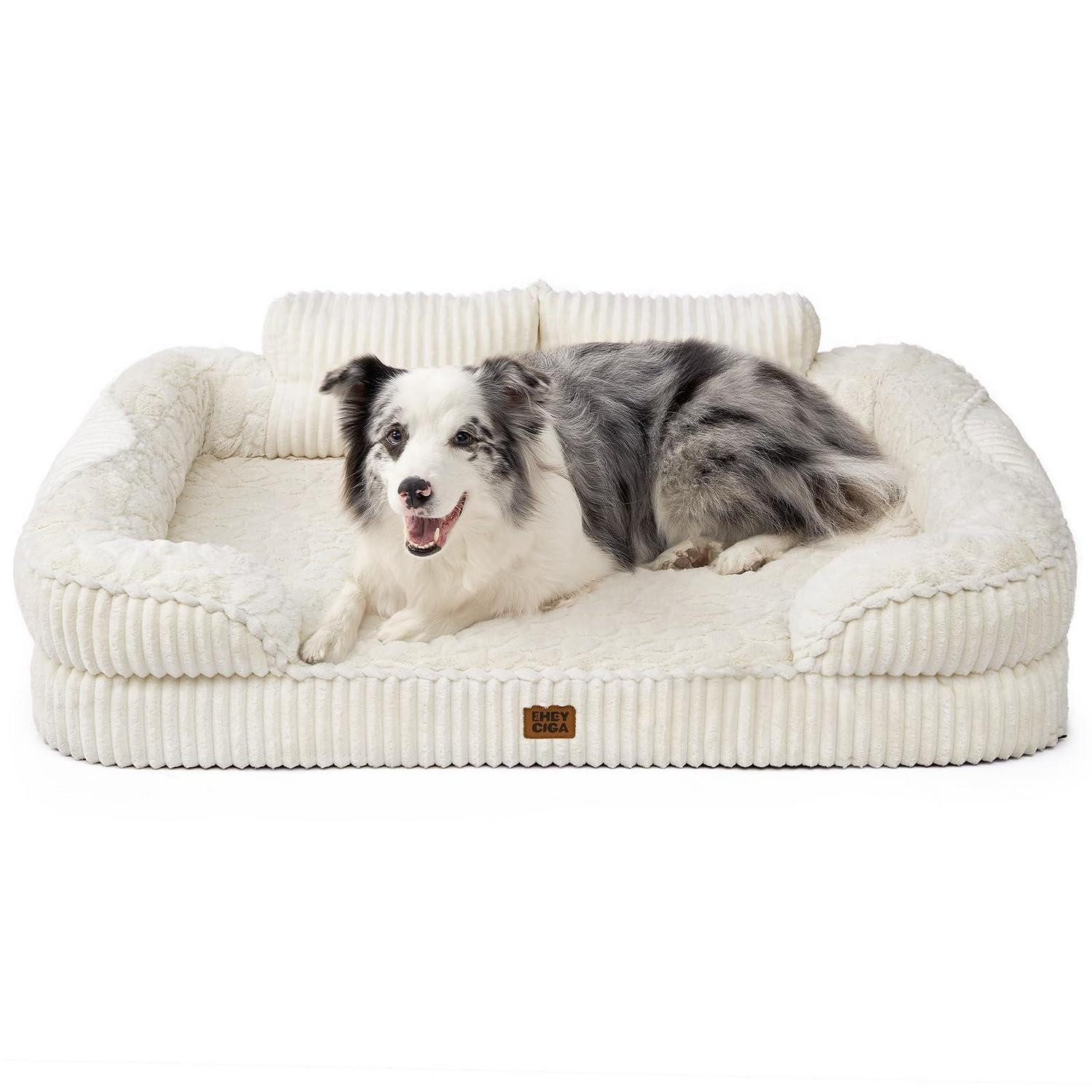 LuxusKollektion Hundebett Orthopädisches Hundebett Beige L 104x69cm