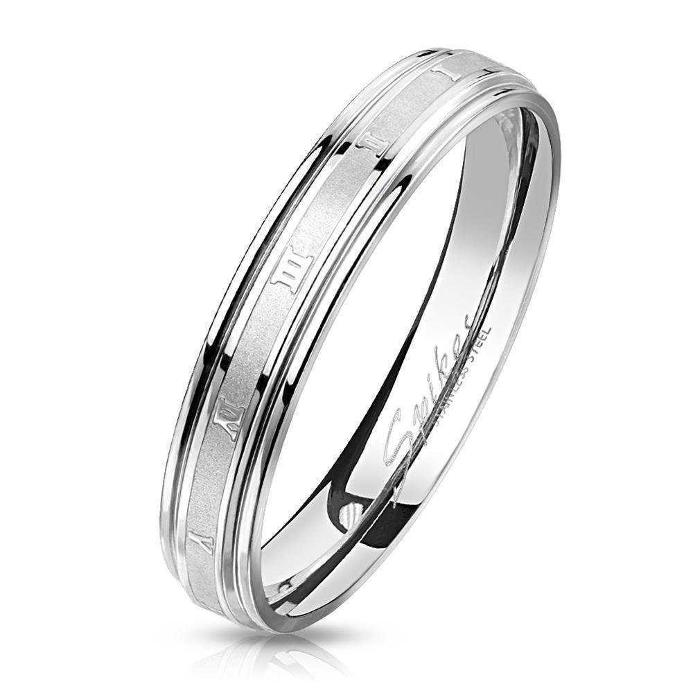 BUNGSA Fingerring Ring römische Nummern Silber aus Edelstahl Unisex (Ring, 1-tlg), Damen Herren