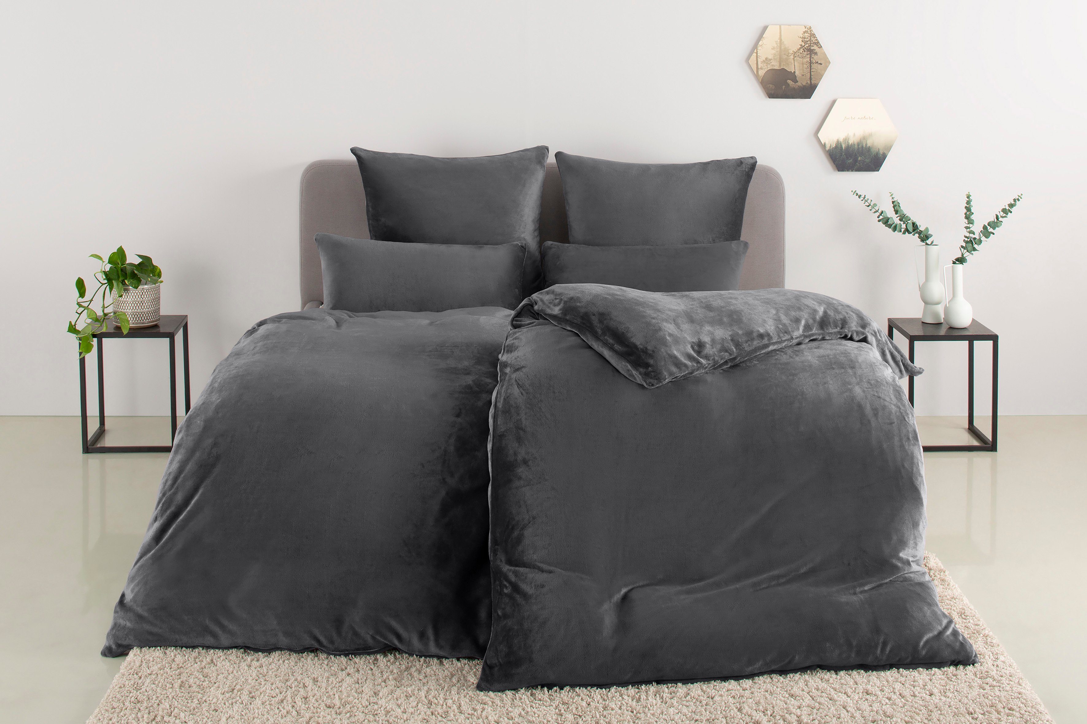 my home Постельное белье Desner3, Microfaser, 2 teilig, Постельное белье mit Reißverschluss, Cashmere-Touch, kuschelig & weich