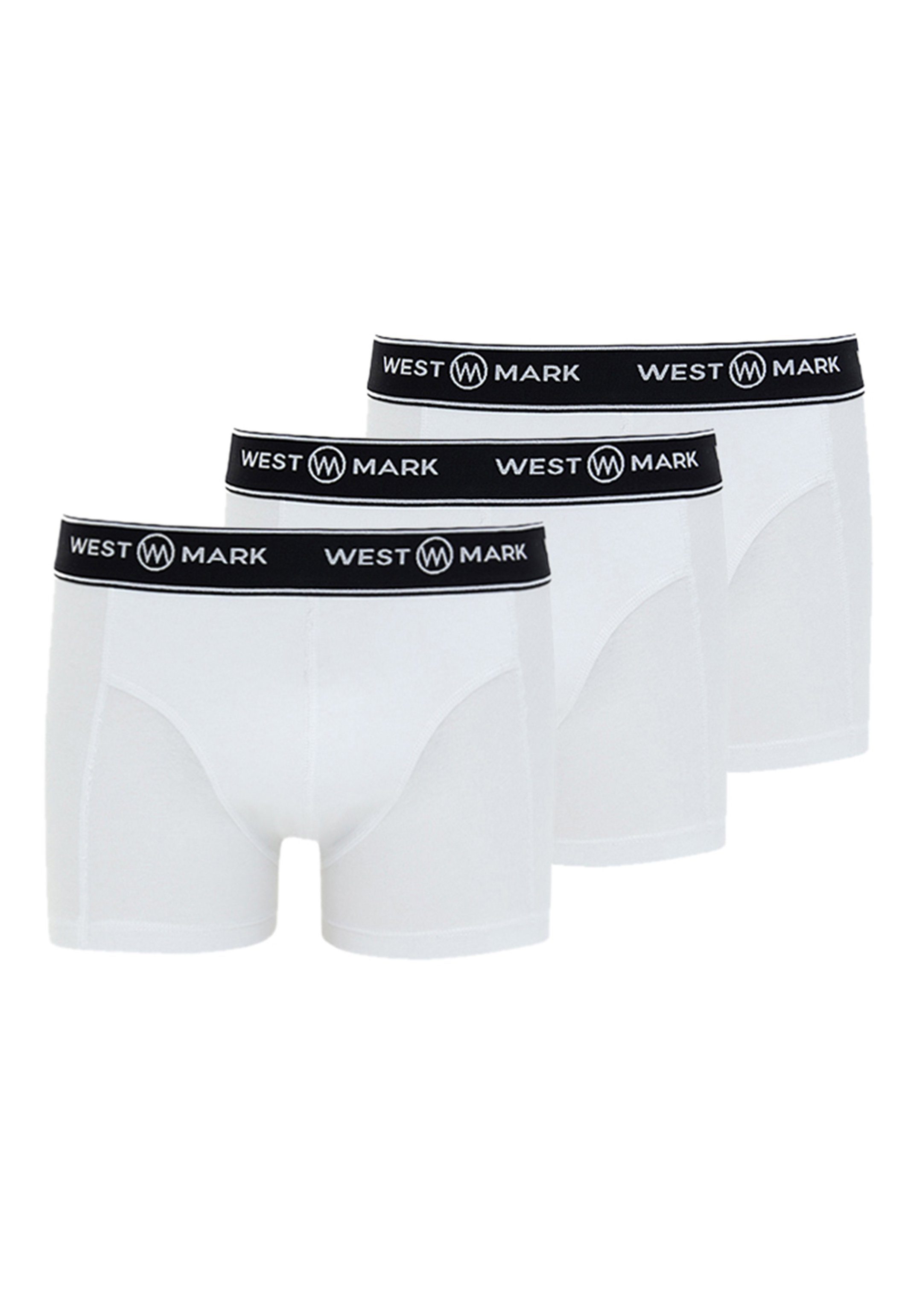 WESTMARK LONDON Retro Boxer 3er Pack Atlas (Spar-Set, 3-St) Retro Short / Pant - Baumwolle - Ohne Eingriff - Weiß