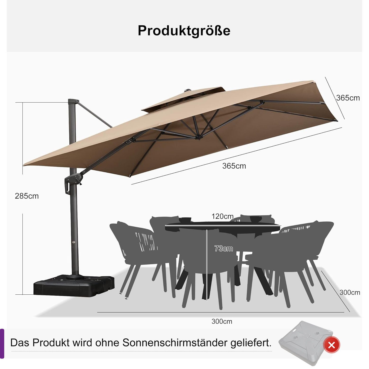 PURPLE LEAF Ampelschirm Außenbereich Alu Doppeldach günstig online kaufen