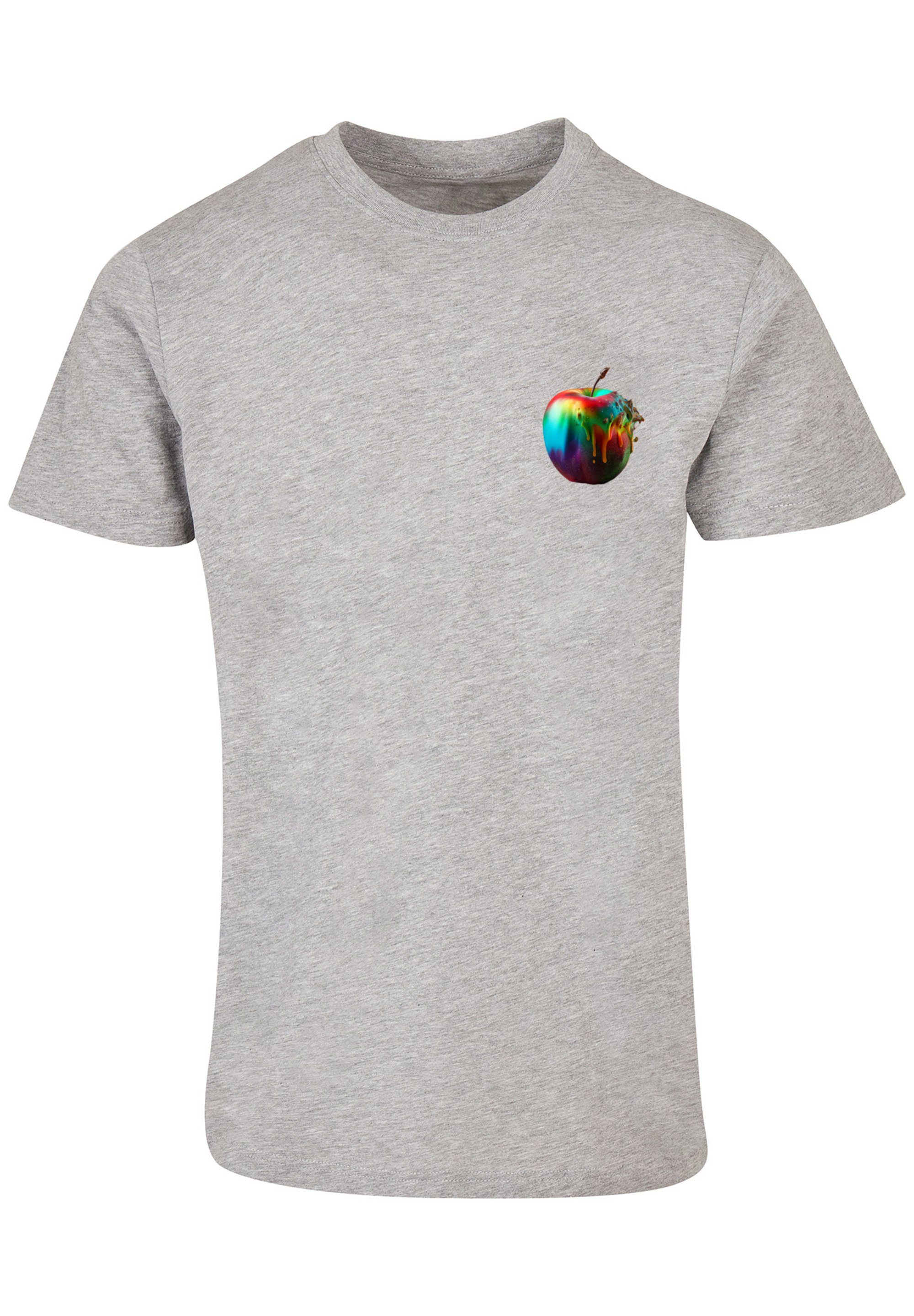 F4NT4STIC T-Shirt Colorfood Collection Apple Print grey - Rainbow heather