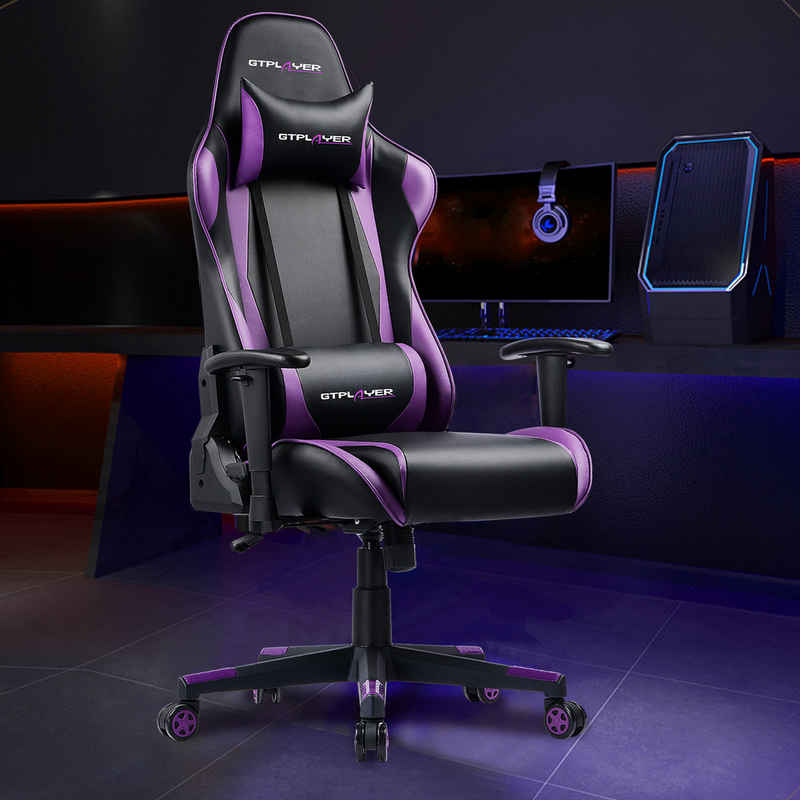 GTPLAYER Gaming-Stuhl Bürostuhl Gaming Stuhl Gaming Sessel ergonomischer Gamer Stuhl, bis 150 kg belastbar, Neigungswinkel 90°-165°