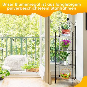 Defactoshop Blumenständer Pflanzenregal stufig, Pflanzentreppe, Gartenregal, Blumenregal, Größen, 130x45x25cm oder 55x44x24cm