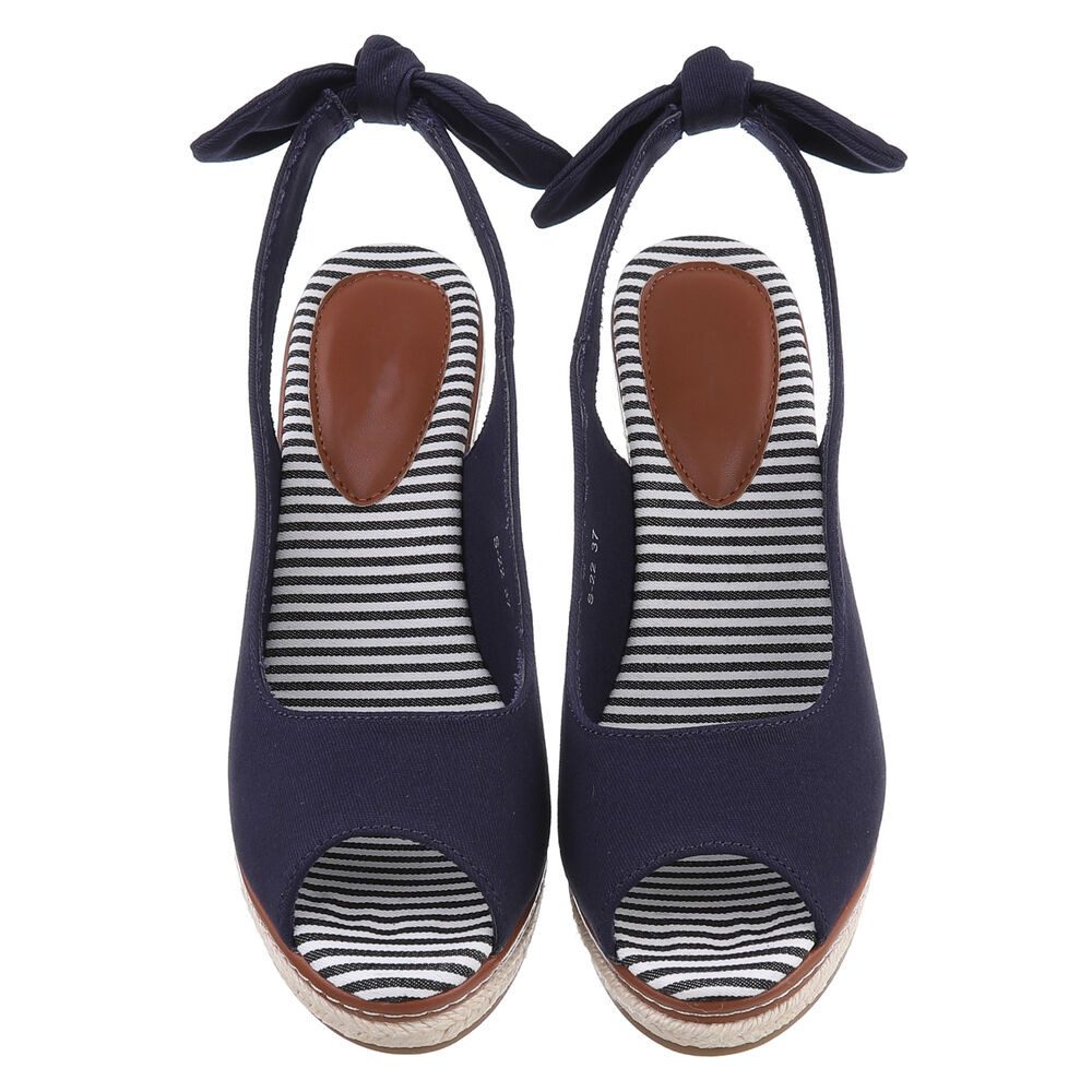 Ital-Design Stylische Wedges mit Komfort und Stil Peeptoepumps (89322673) Keilabsatz/Wedge Keilsandaletten in Dunkelblau – Bild 4 von 5