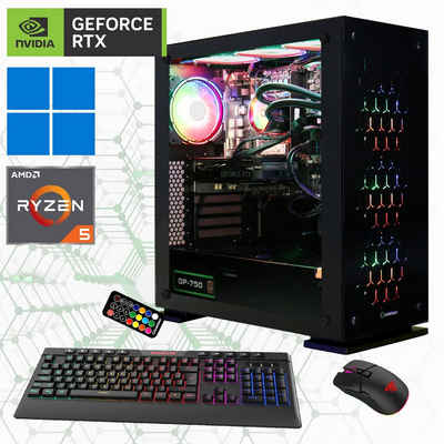 GAMEMAX Onyx II 7177 Gaming-PC (AMD Ryzen 5 5500, RTX 4060, 16 GB RAM, 1000 GB SSD, Wasserkühlung, Windows 11)
